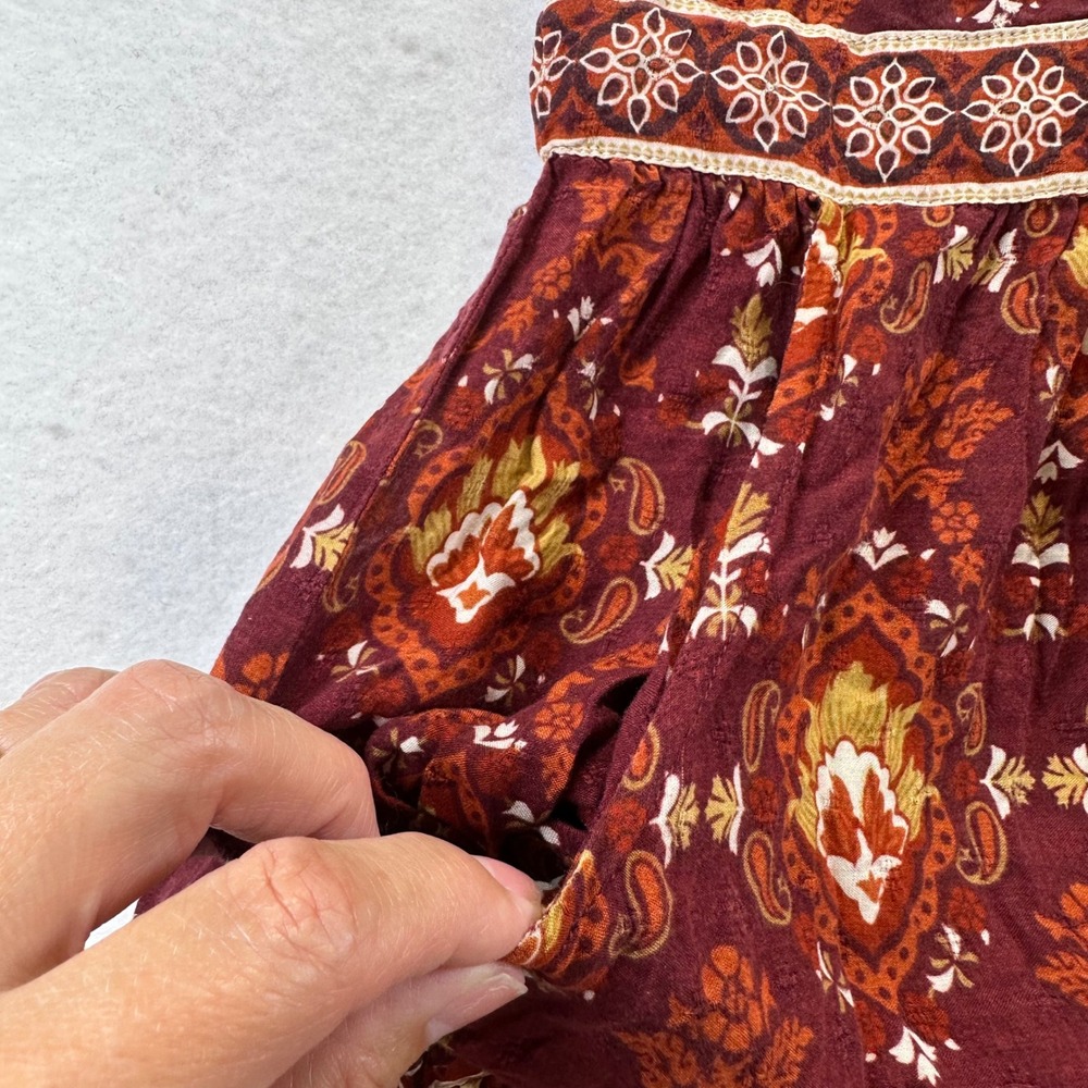 Idyllwind Miranda Lambert Paisley Boho Mini Dress Rust Women's XXL Pockets Fall - Picture 8 of 15